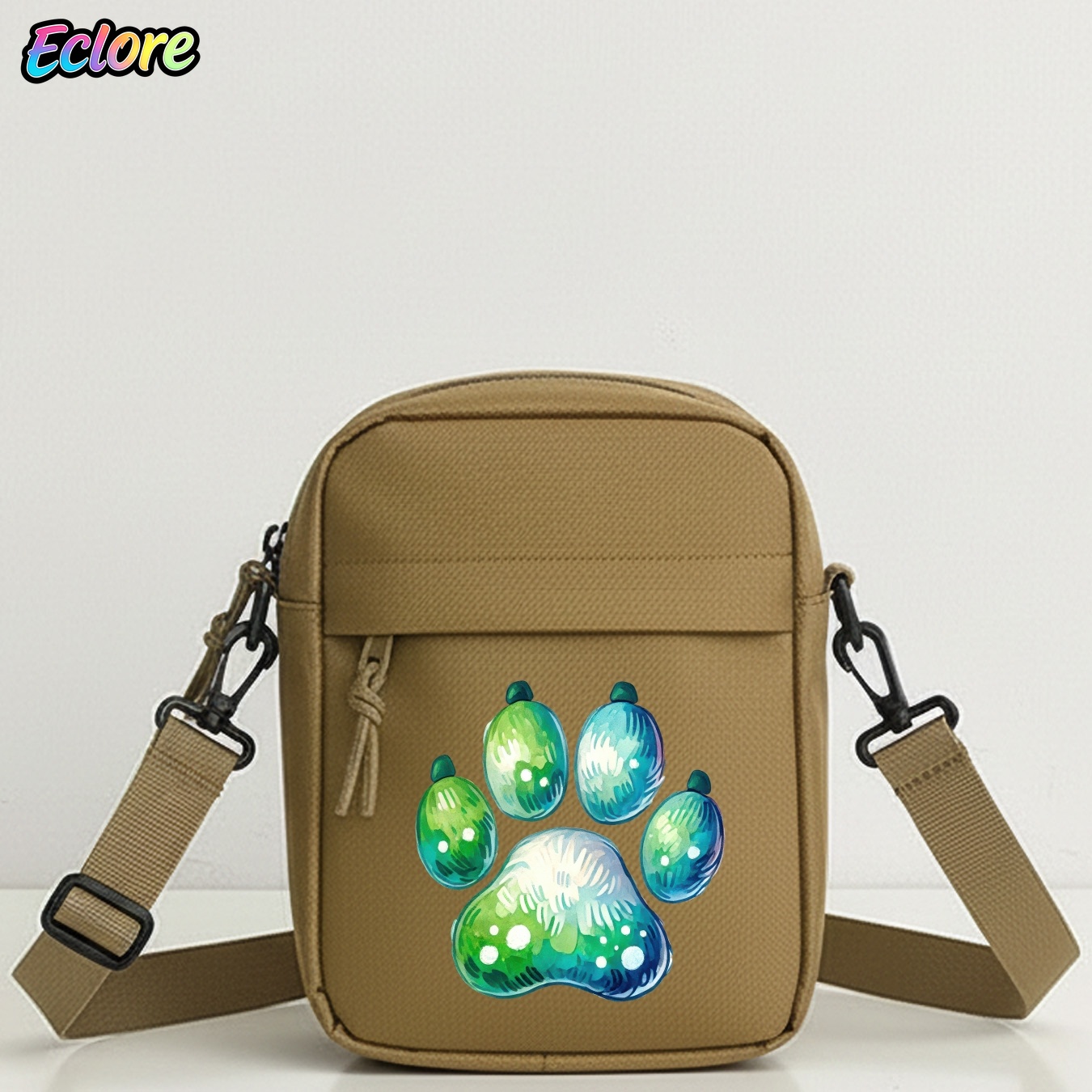 Cycling Commuter Bag - Watercolor Animal Paw Print Shoulder Bag