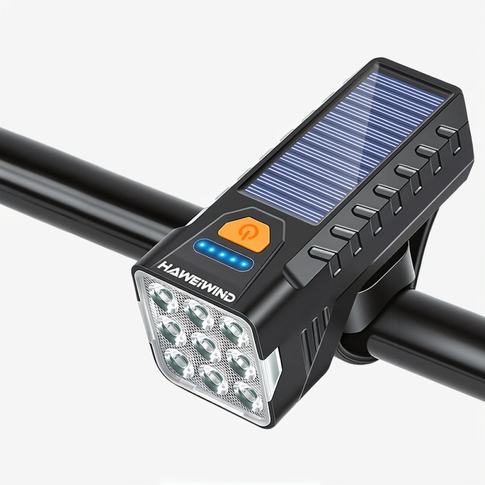 Cycling Commute Gear - Solar Bicycle Headlight USB Rechargeable Front